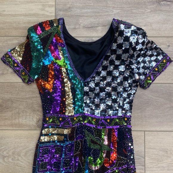 Vintage‎ Beaded Cocktail Mini Dress - Picture 11 of 16